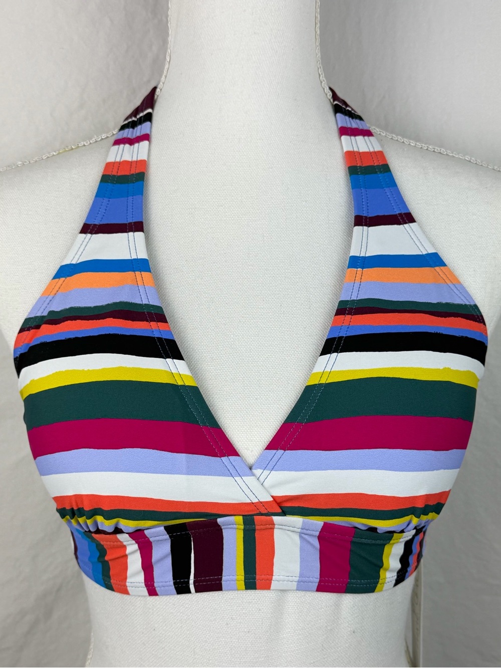 Anne Cole Women's Marilyn Bikini Halter Top-Medium-Multi Color Stripes